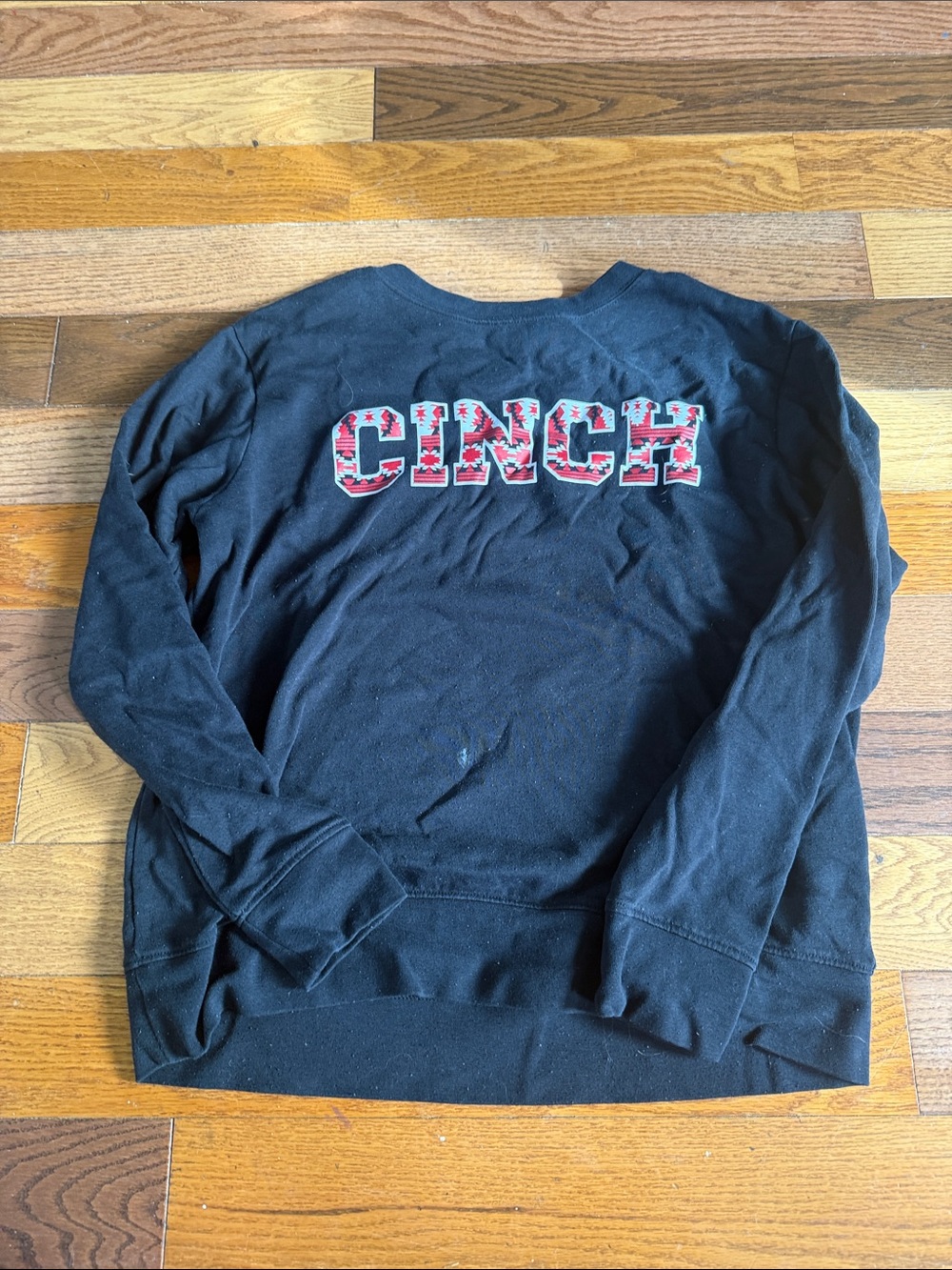 Cinch Black Crewneck Sweatshirt with Patterned Logo